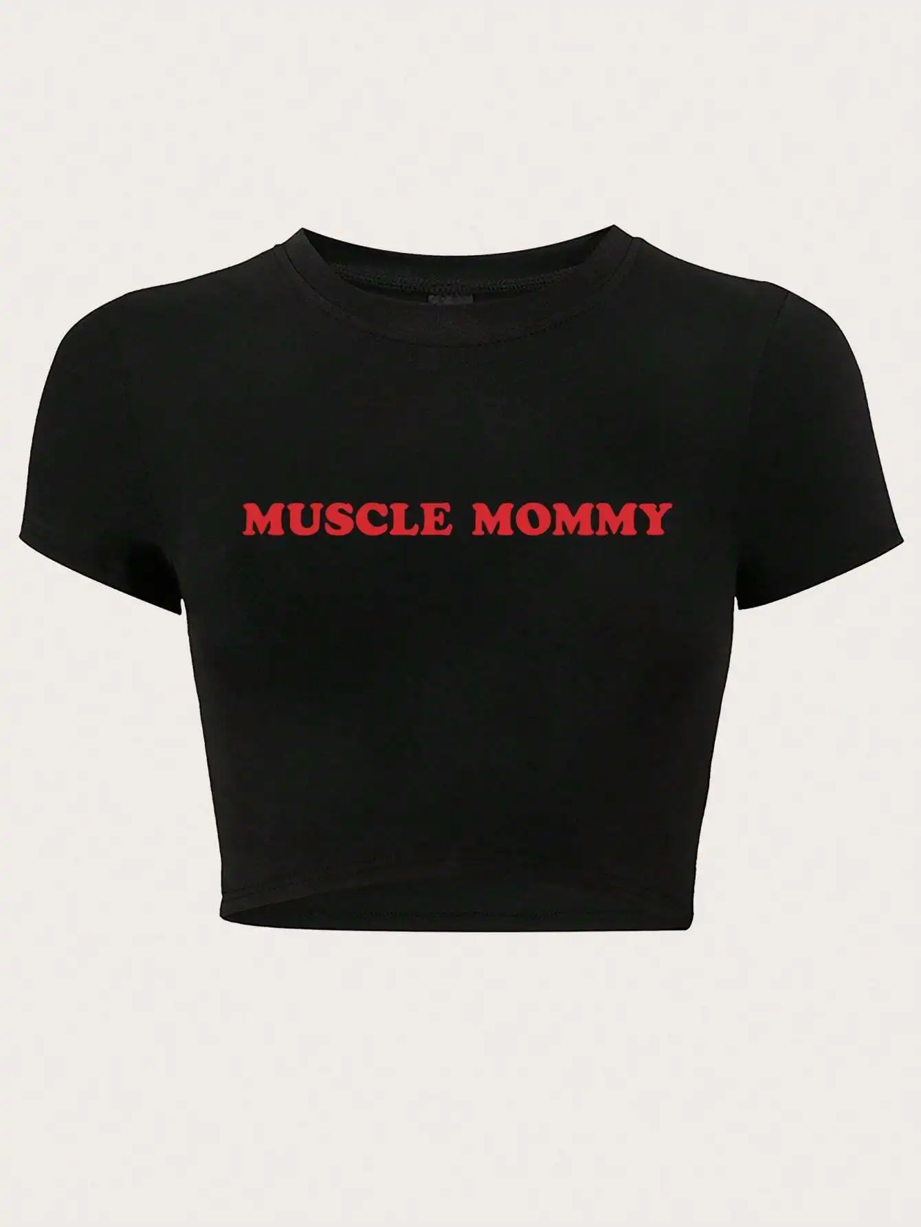 

Женская укороченная футболка Muscle Mommy с красным надписью, летний повседневный топ с короткими рукавами
