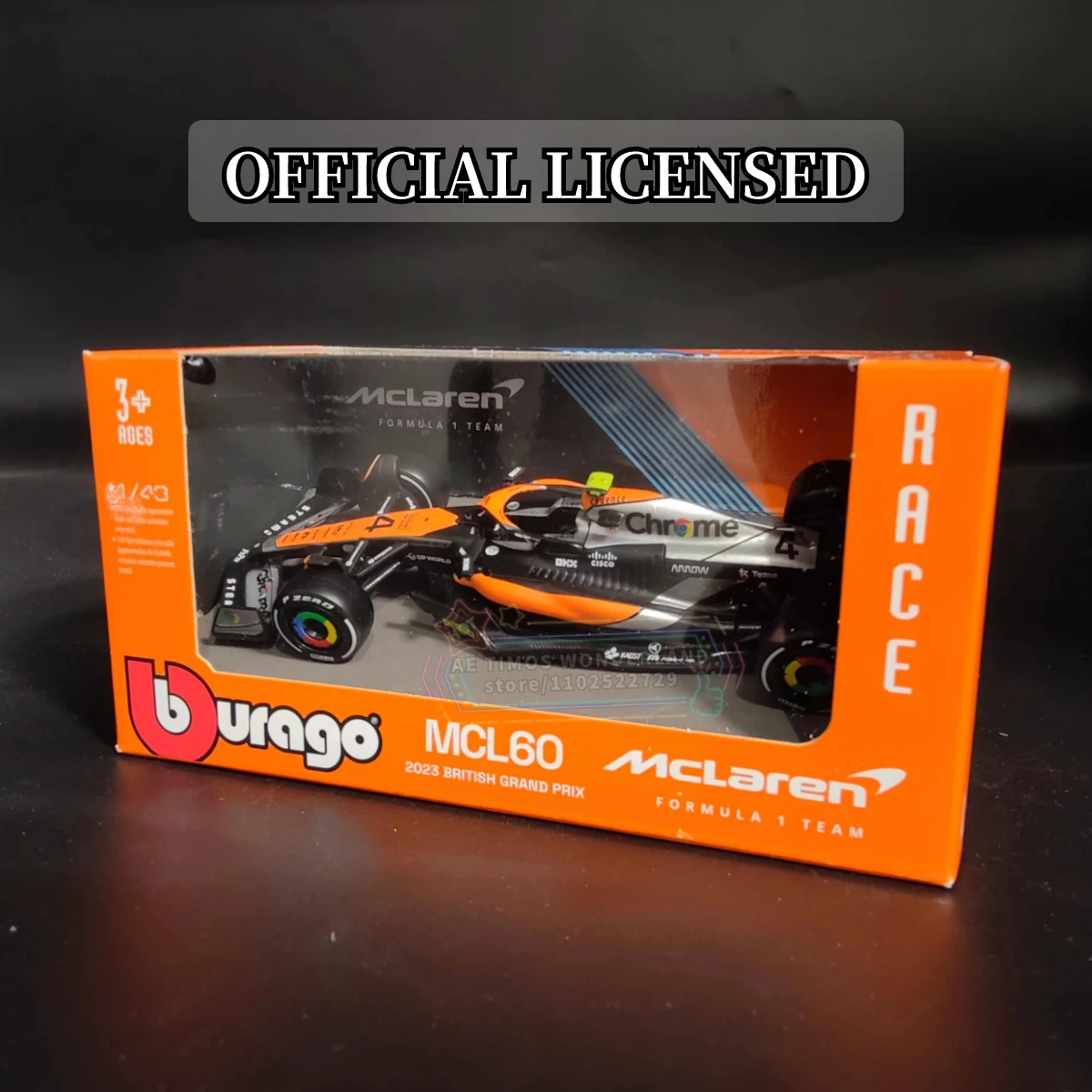 Bburago 1:43 F1 2023 British GP Mclaren MCL60 Replica Car Model Signature Showcase Formula 1 Toy Miniature Art Figure Xmas Gift