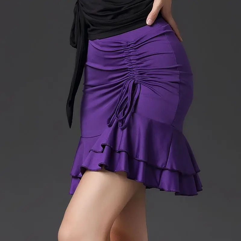 Latin Dance Rok Nieuwe Vrouwelijke Volwassen Onregelmatige Rok Moderne Cha-Cha Rumba Professionele Concurrentie Praktijk Korte Rok