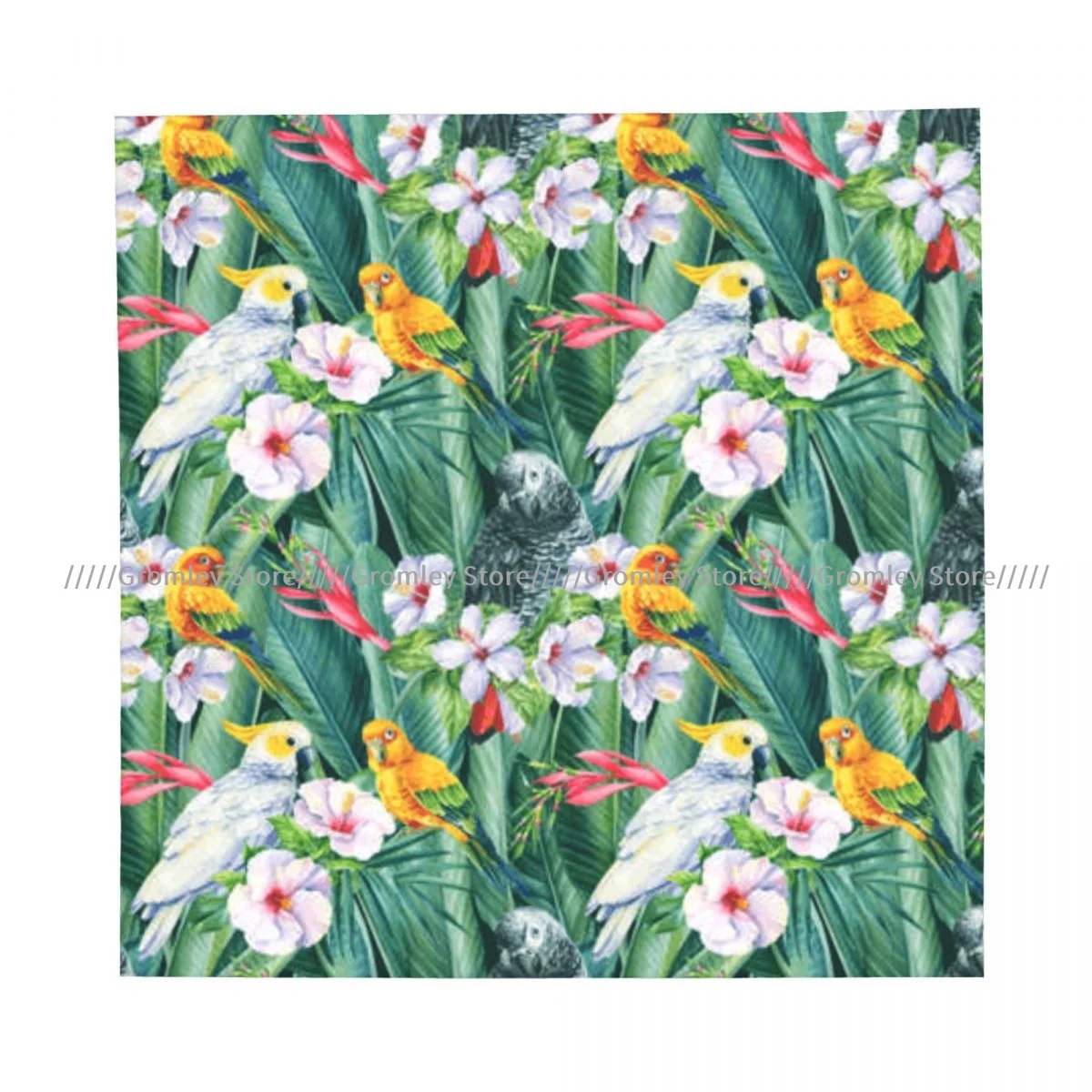 Cockatoo Tropical Birds Parrots Square Scarf Ladies Casual Head Neck Wrap