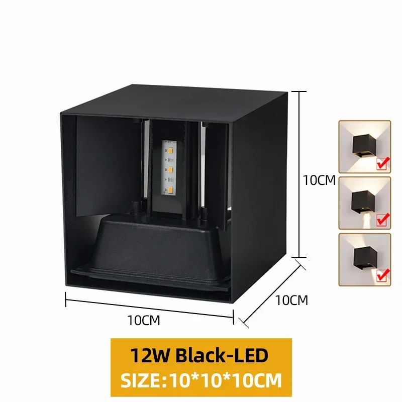 Aluminium LED Wandlamp Buiten Waterdicht IP65 Binnenwandlamp 12W24W Veranda Tuinverlichting Woonkamer Straat Trap Verlichting