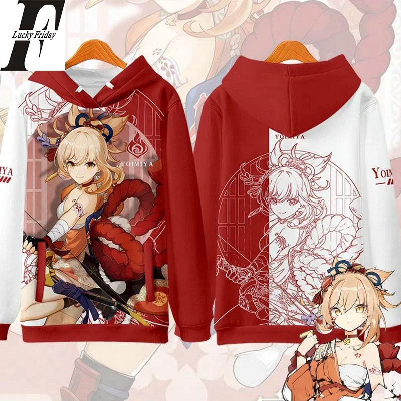 

Genshin Impact Yoimiya 3d Hoodies Sweatshirts Anime Cartoon Game Men Women Hooded Tops Pocket Long Sleeve Hoody Pullover Clothes