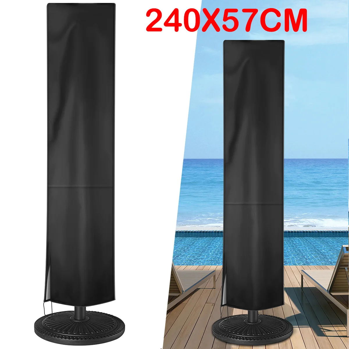 Waterproof Patio Umbrella Cover Oxford Cloth Straight Parasol Cover Outdoor Garden  Anti-UV Windproof Rainproof Umbrella Cover