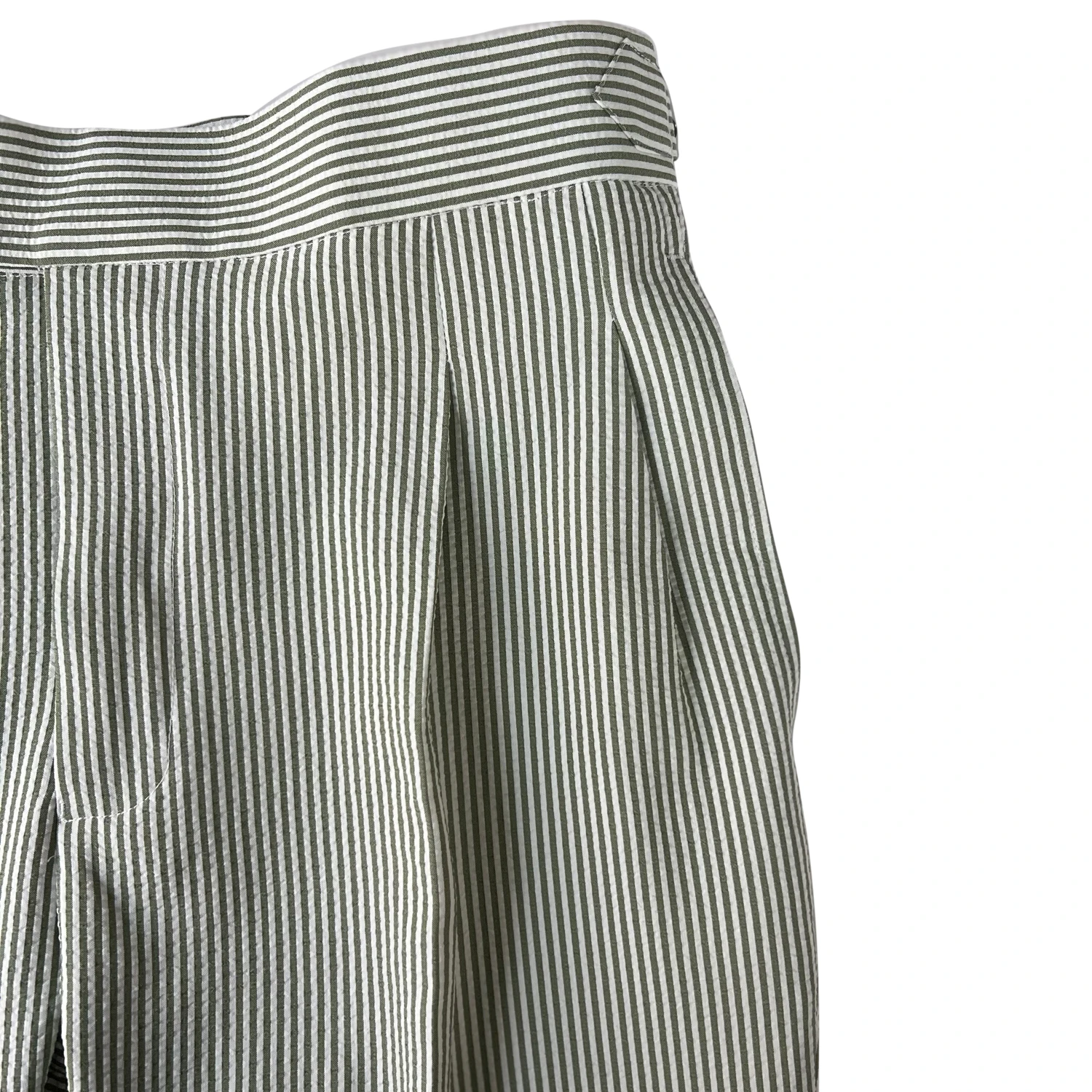 伸縮性のあるメンズダークグリーンシアサッカーパンツ軽量快適仕立てパンツドレスパンツメンズカジュアルパンツ夏用