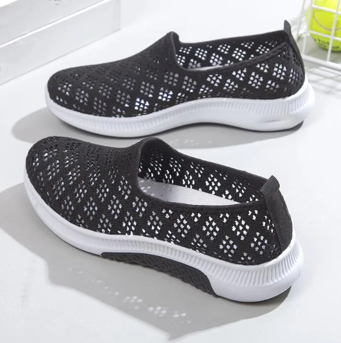 Neue Sommer mode Damenschuhe Mesh Sportschuhe atmungsaktive Wohnungen weiche Sohle lässige Turnschuhe