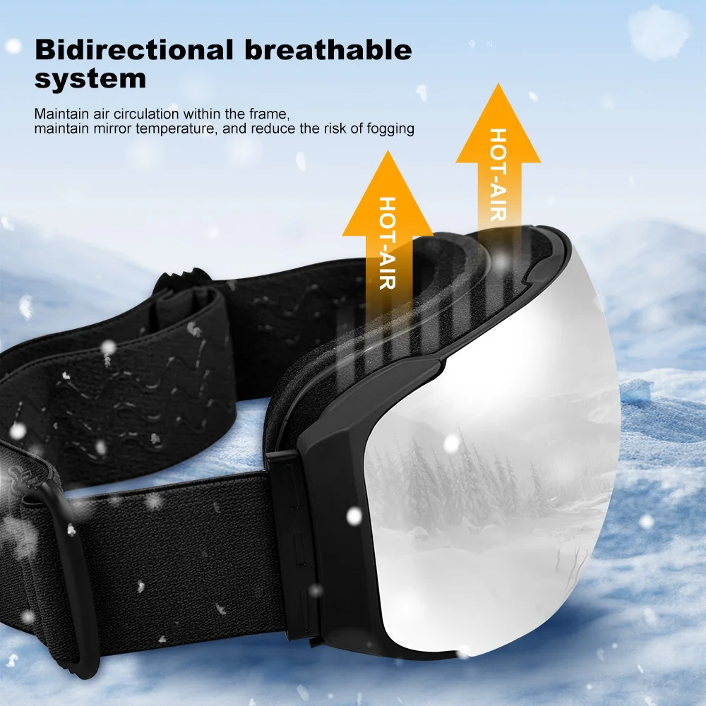 X-TIGER نظارات التزلج المغناطيسية مجموعة طبقات مزدوجة مكافحة الضباب على الجليد نظارات الثلج نظارات رياضية الكبار حماية
