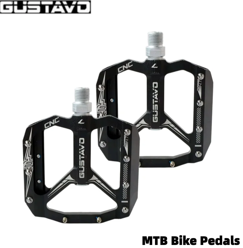 Gustavo MTB Fahrradpedale Rutschfest Ultraleicht Rennradpedal 2 Lager + 1 DU Pedal Fahrradteile