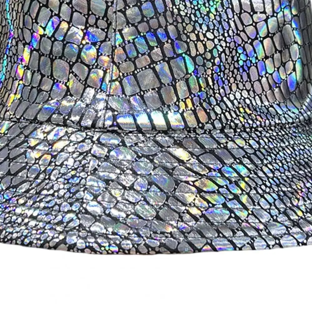 Rainproof Sun Hat Shiny Fabric Bucket Hat Rainproof Reflective Party Accessory Colorful Fish Scale Pattern Sun for Festivals