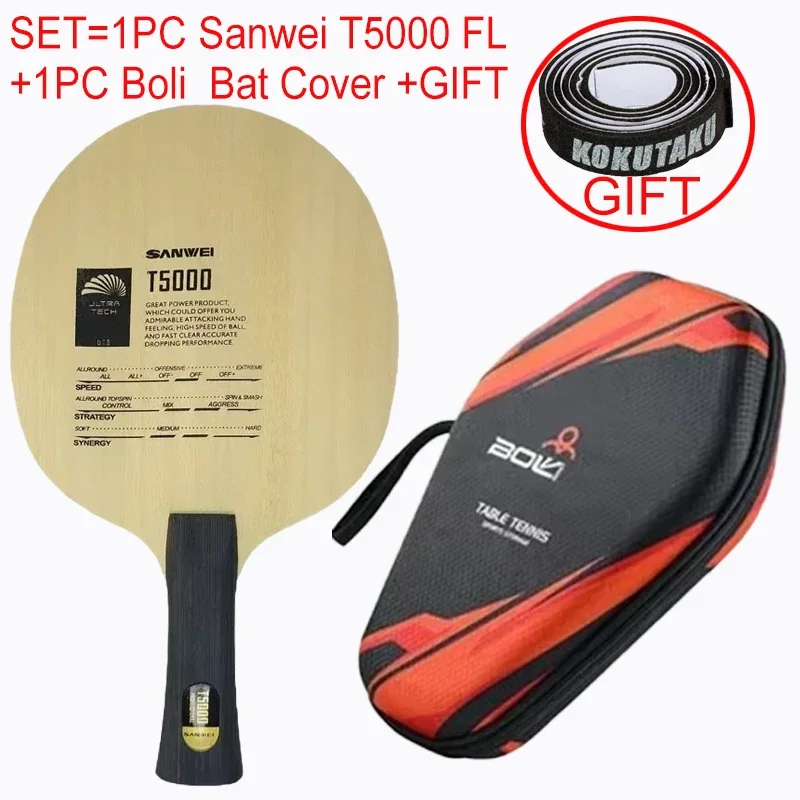 DIY Sanwei T5000 Table Tennis Racket Boli Table Tennis Bat Cover SET 5 Wood 2 Carbon Off Paddle Dustproof Waterproof Storage Bag