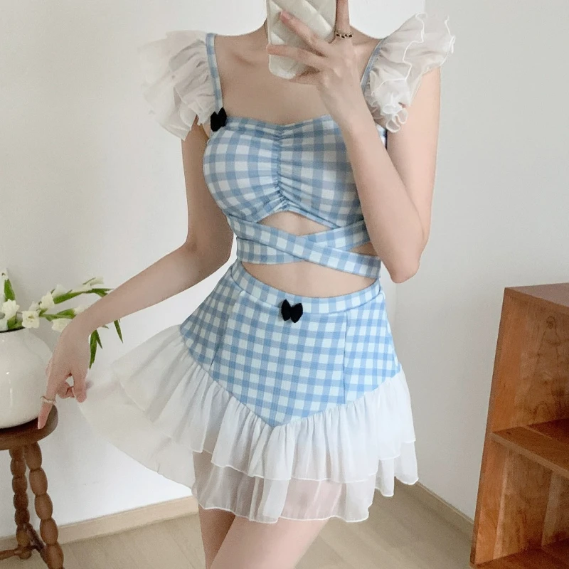 Ladies Slimming Halter Bathing Suit Cute Bowknot Retro High Neck Swimwear Fashion Summer Vacation Pool Party Outfits view 2