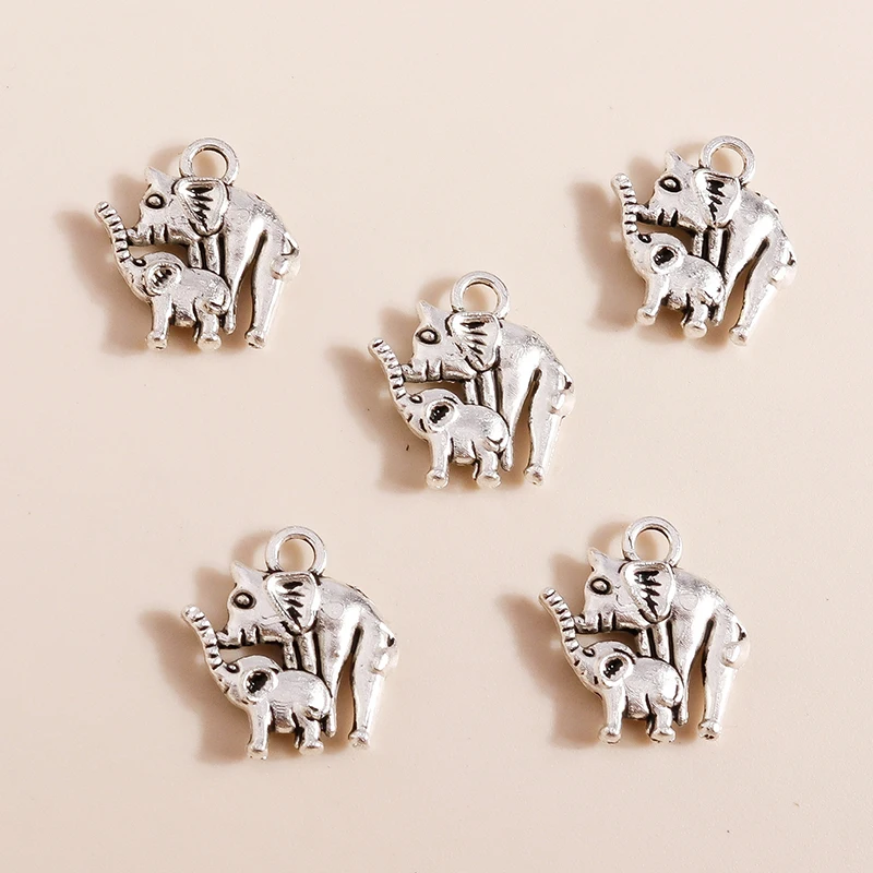 20 Stück 14x15mm Cartoon-Tieranhänger aus Legierung, Elefantenanhänger für Schmuckherstellung, DIY-Ohrringe, Halsketten, Armband-Zubehör – Detail 6