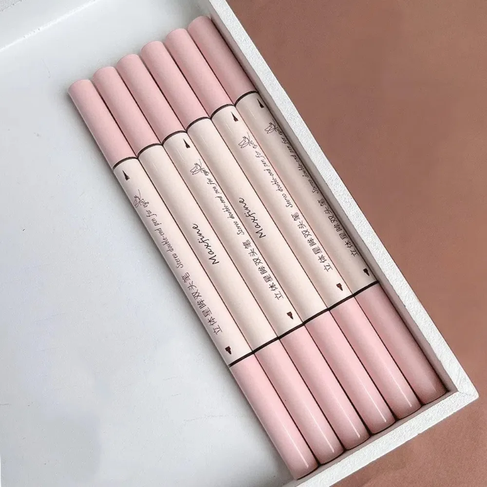 Lápiz Delineador de ojos Natural de doble cabeza, delineador de ojos líquido ultradelgado de 7 colores, lápiz de sombra de maquillaje de ojos 2 en 1