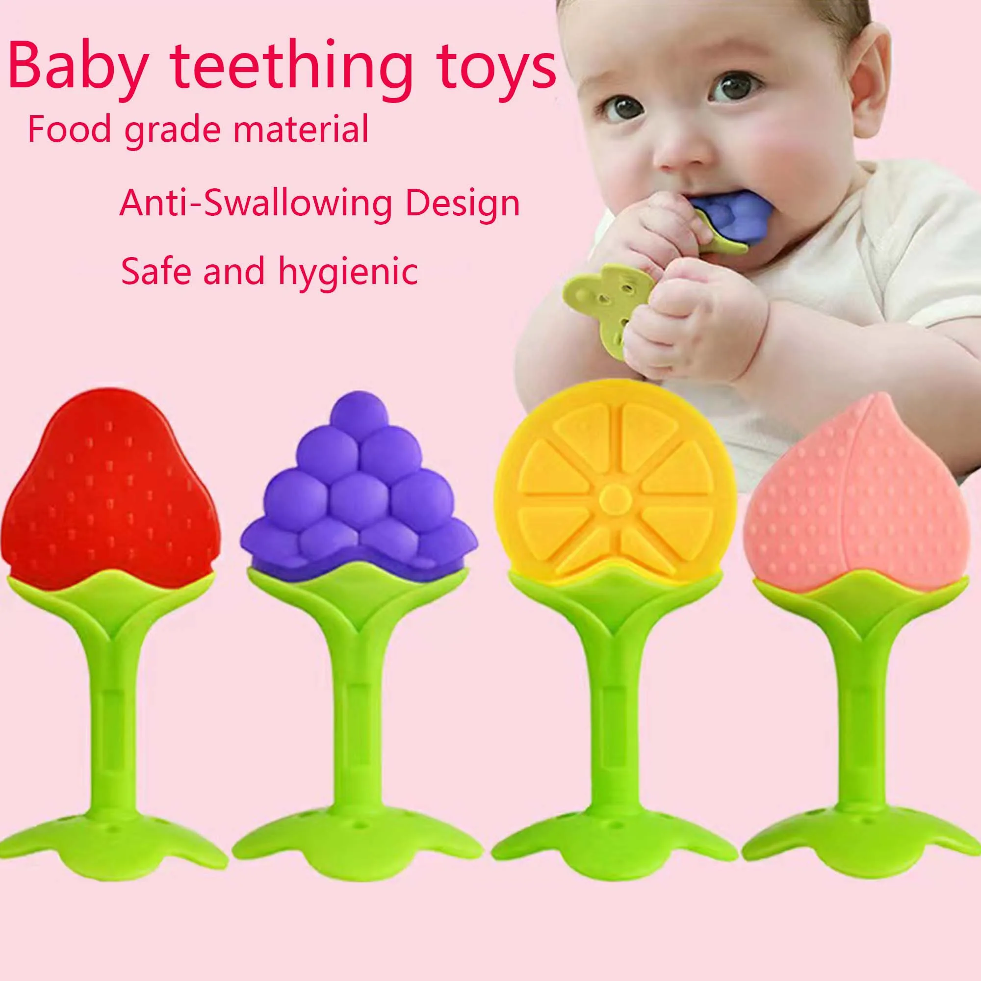 0-36 months baby teething stick fruit teether food grade silicone teething baby design birthday gift children early education pu