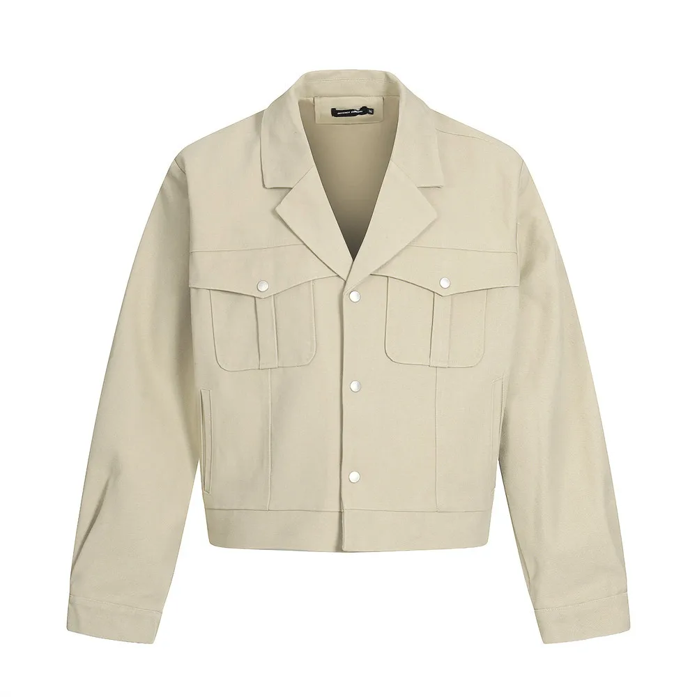 

Короткая мужская куртка, свободная повседневная одежда для чистки, корейская модная уличная одежда, куртка-карго с воротником, весенне-осеннее пальто, верхняя одежда