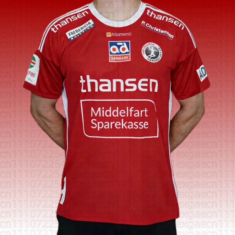 Camiseta de Balonmano Fredericia Handball Club 26_25 Dinamarca, Impresa en 3D, Informal, Transpirable, Unisex, para Hombre, Niño, Familiar