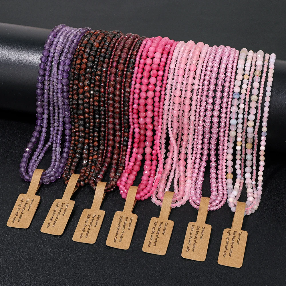 Mini cuentas de piedra facetada para fabricación de joyas, abalorios espaciadores sueltos de cuarzo, ágatas de fluorita de circón Natural, accesorios de 2/3/4mm, 3 unids/set