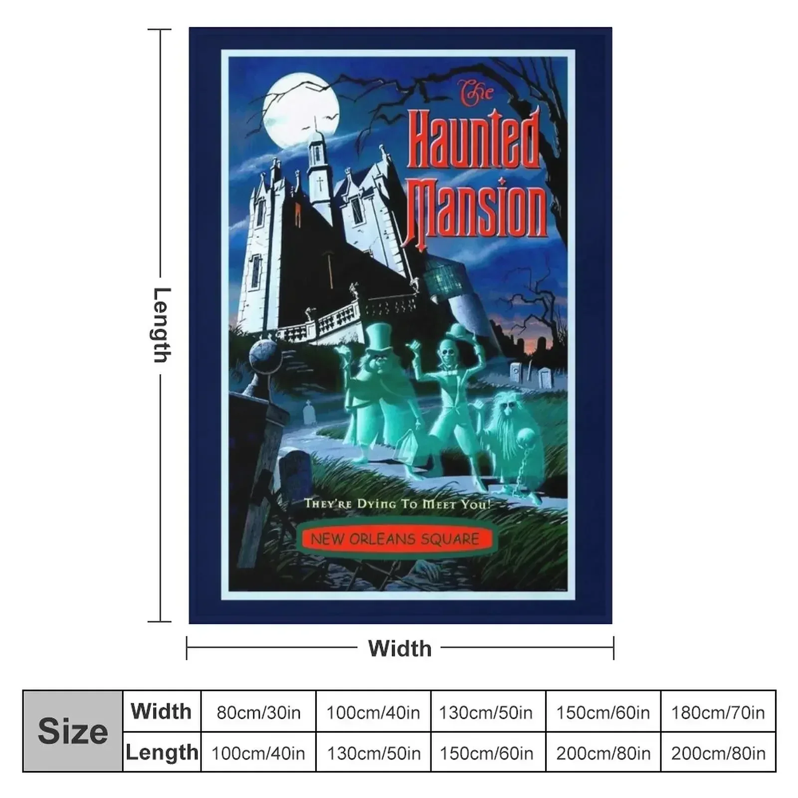 HAUNTED MANSION : Vintage Ghosts Advertising Print Throw Blanket couch cozy soft plush fuzzy picnic outdoor blanket