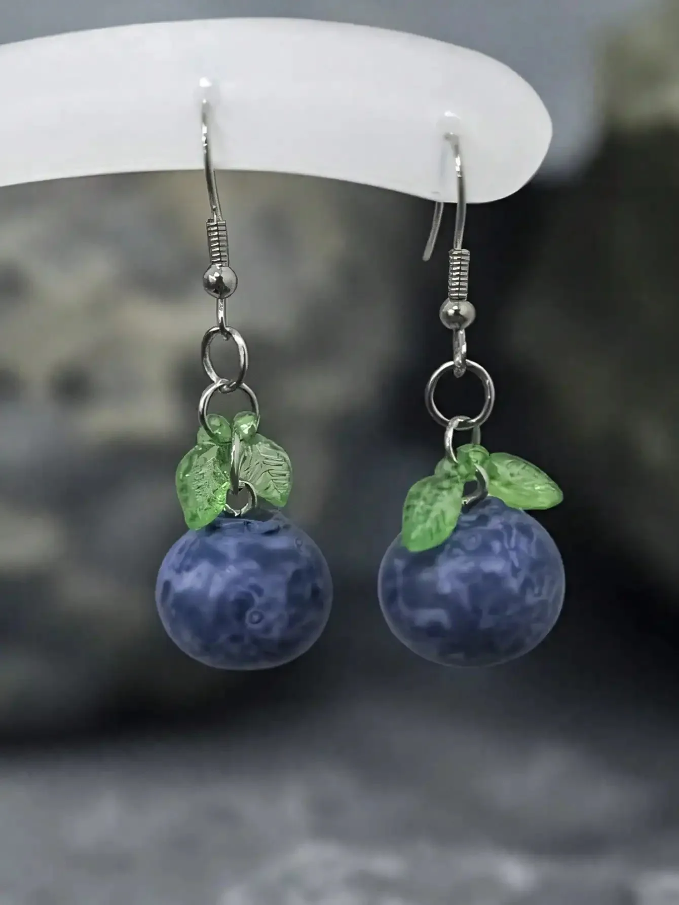 Realistic Blueberry Fruit Earrings