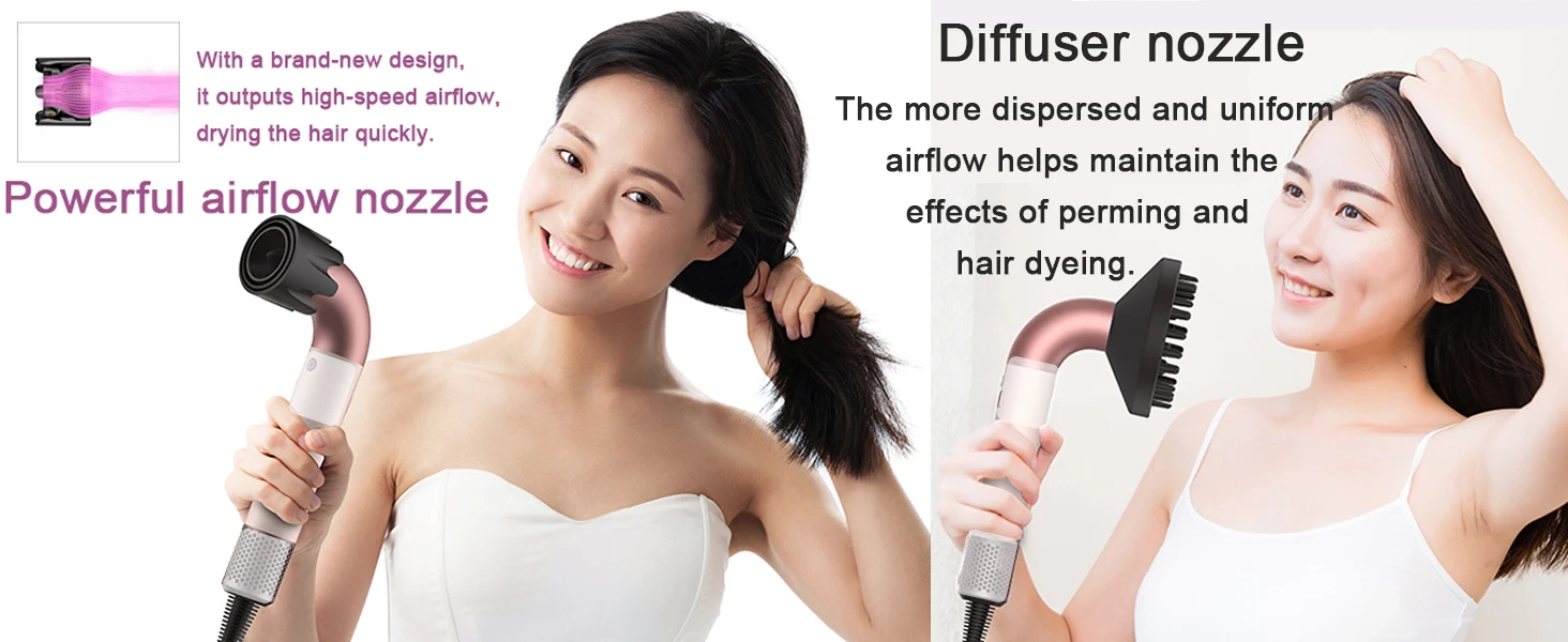 Hair Dryer, 1400W High Power, Quick Drying, Lightweight Body, Low Noise, Comes With Multiple Types of Air Nozzles. Hairdryer