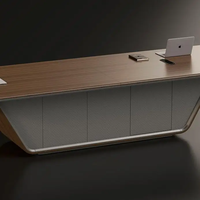 مخصص الراقية الحديثة على شكل حرف L رئيس مكتب العمل دائم التنفيذي أثاث المكاتب مصباح وحدات حديثة مكتب مكتب بناء