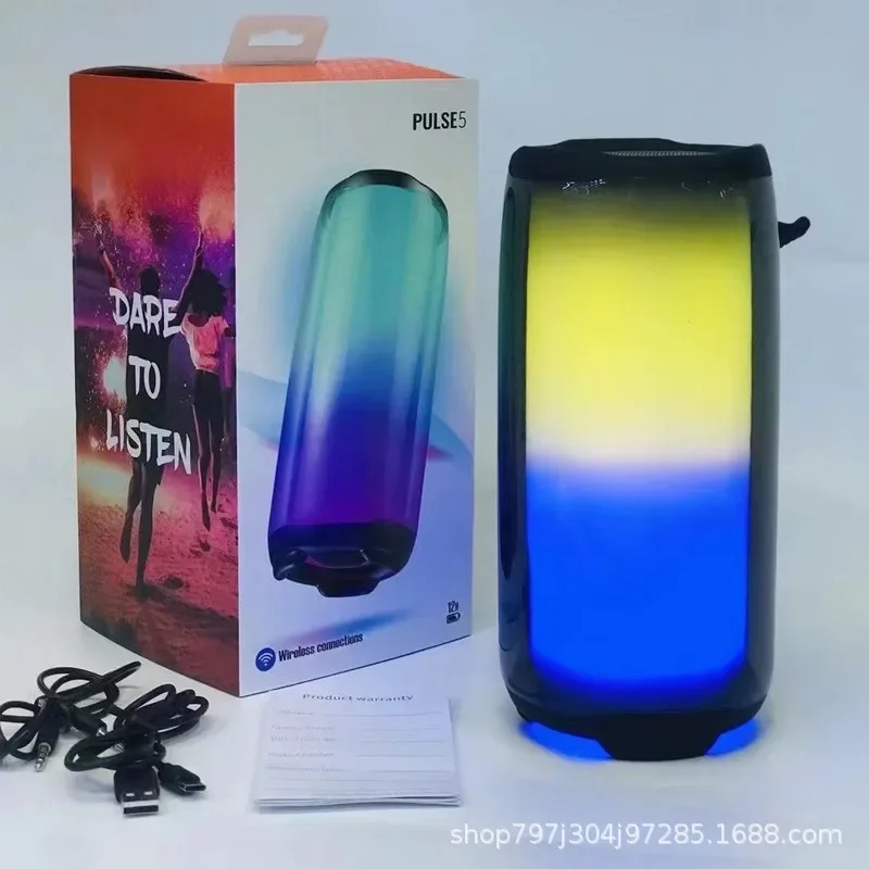 New Portable Bluetooth Speaker PULSE5 Gradient Light 5th Generation Bass Cannon Outdoor Bluetooth Soundbox Low Noise Makers