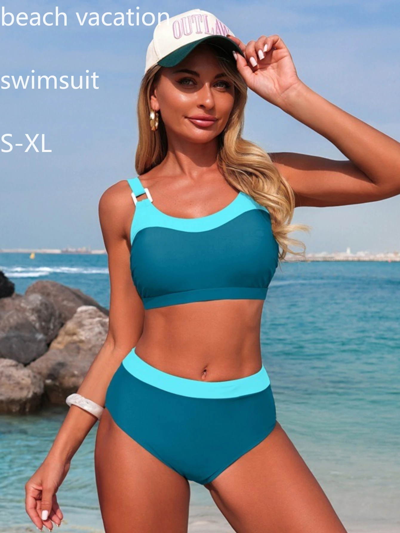 

Bikini set women's white beach style two-piece swimsuit, high waisted thong, sexy camisole, backless swimsuit, 2026 new model