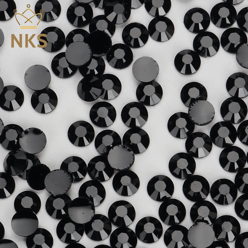 NKS di alta qualità nero 2/3/4/5/6mm argento Flatback Non Hotfix cristalli Nail Art resina strass per Nail Art