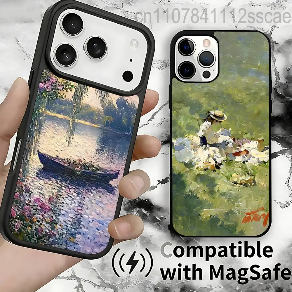 

Чехол Claude M-Monet Painting для iPhone 17,16,15,14,13,12,11,Pro,Max,Plus,Mini,SE4,E с магнитной беспроводной зарядкой Magsafe