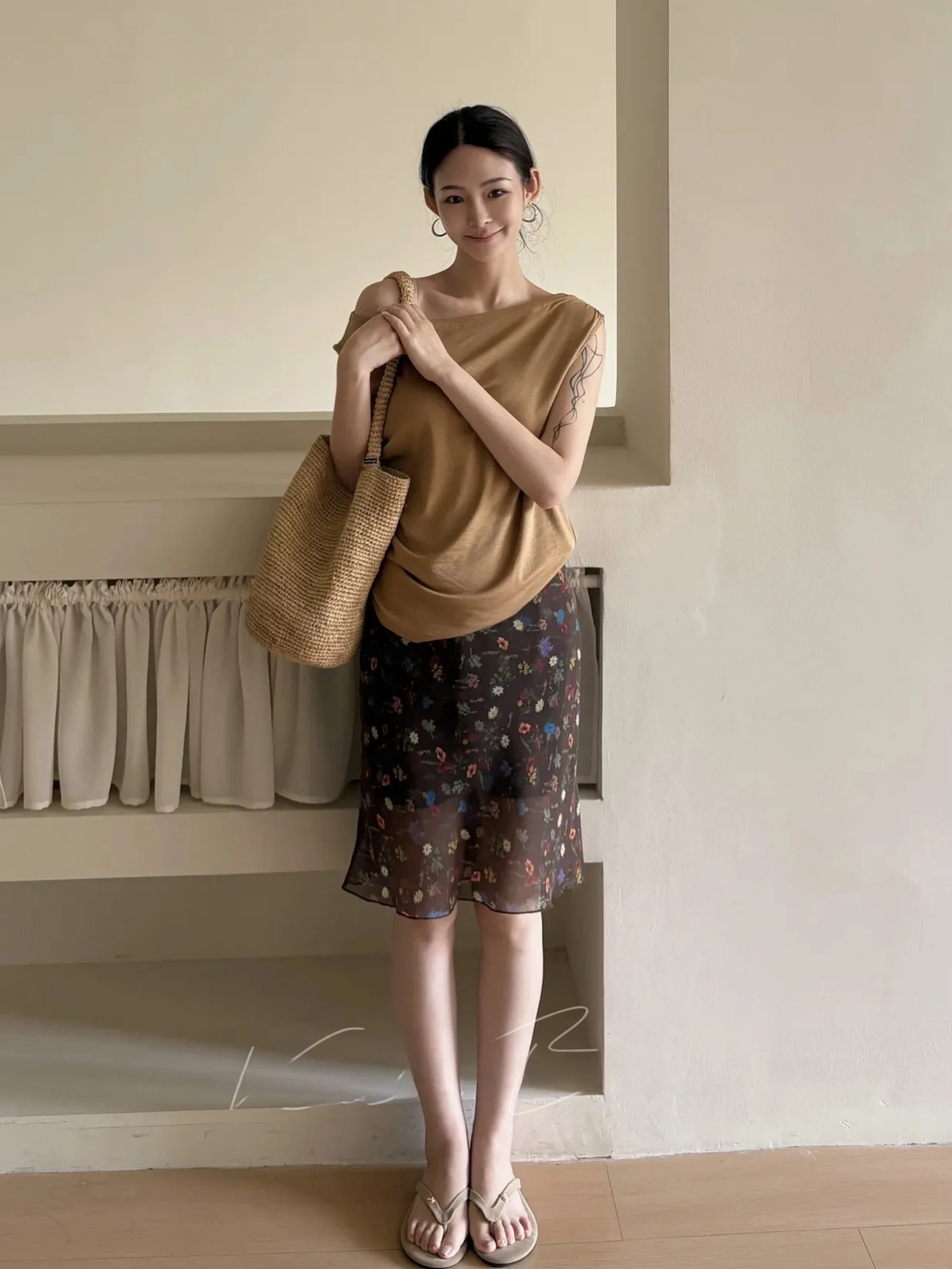

Retro Floral Print Half Skirt Women's High Waist Slimming A-Line Fashionable Versatile Chiffon Short Skirt for Petite G...