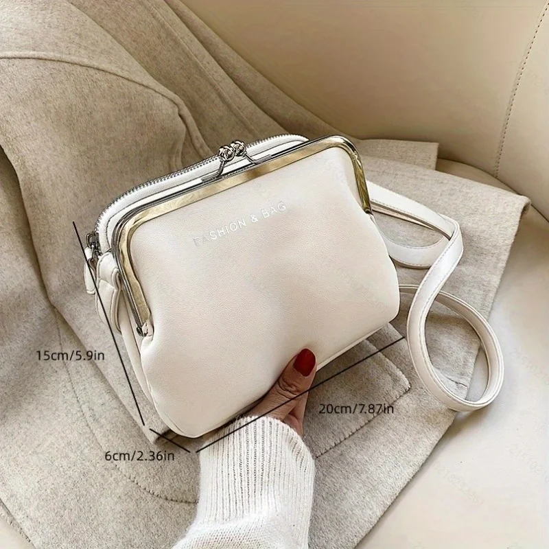 Multifunctional Solid Color Shoulder Bag, Korean Version Women's Bag, Zipper Closure, Large Capacity Multi-layer Handbag