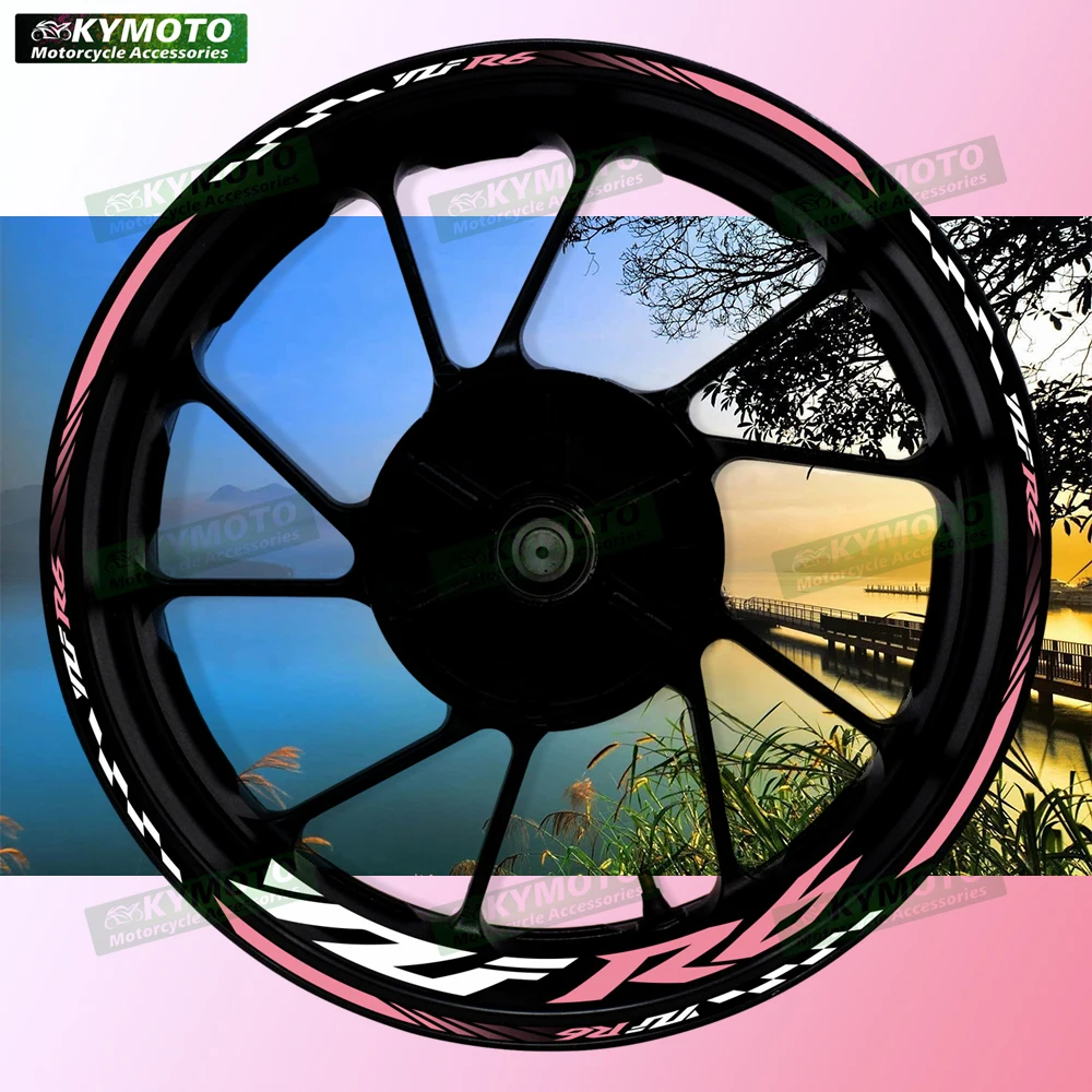 For YZF R6 R 6 motorcycle accessories 17 inch front and rear wheel decals hub modified reflective wheel rim stripe stickers