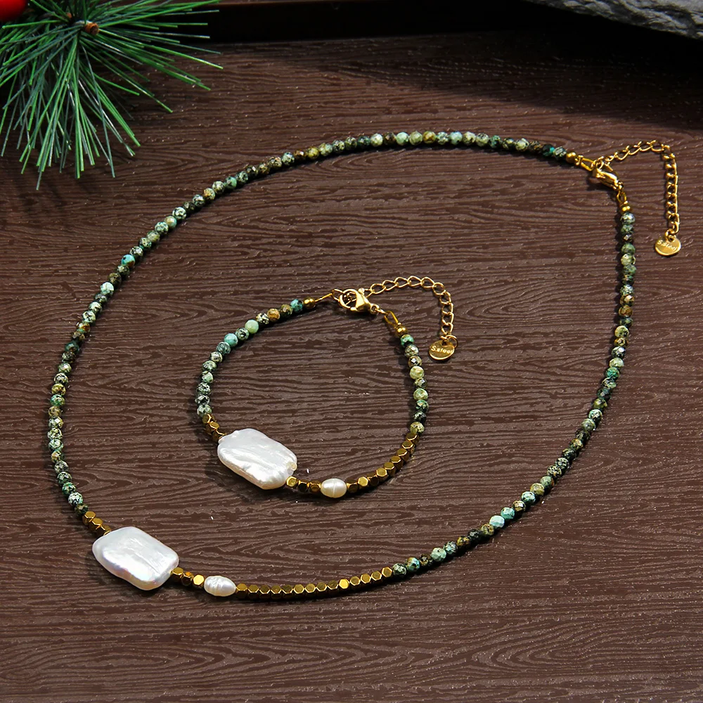 

Bracelet + Necklace Set Natural Stone Baroque Pearl Jewelry Set Women's Jewelry Set Suits for Banquet and Wedding