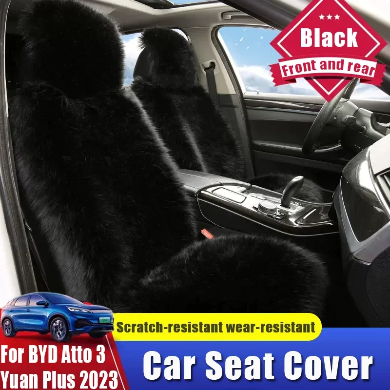 

For BYD ATTO 3 YUAN PLUS 2023 Car Seat Covers Black Winter Warm Long Plush Auto Seats Cushion Protector Interior Accessories