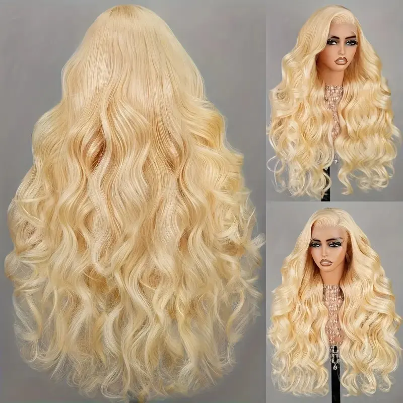 Perruque Lace Wig Body Wave Naturelle, Cheveux Humains, Couleur Blond 613, 13x4 HD, 13x6, Pre-Plucked, 18 Pouces, Densité 150, pour Femme