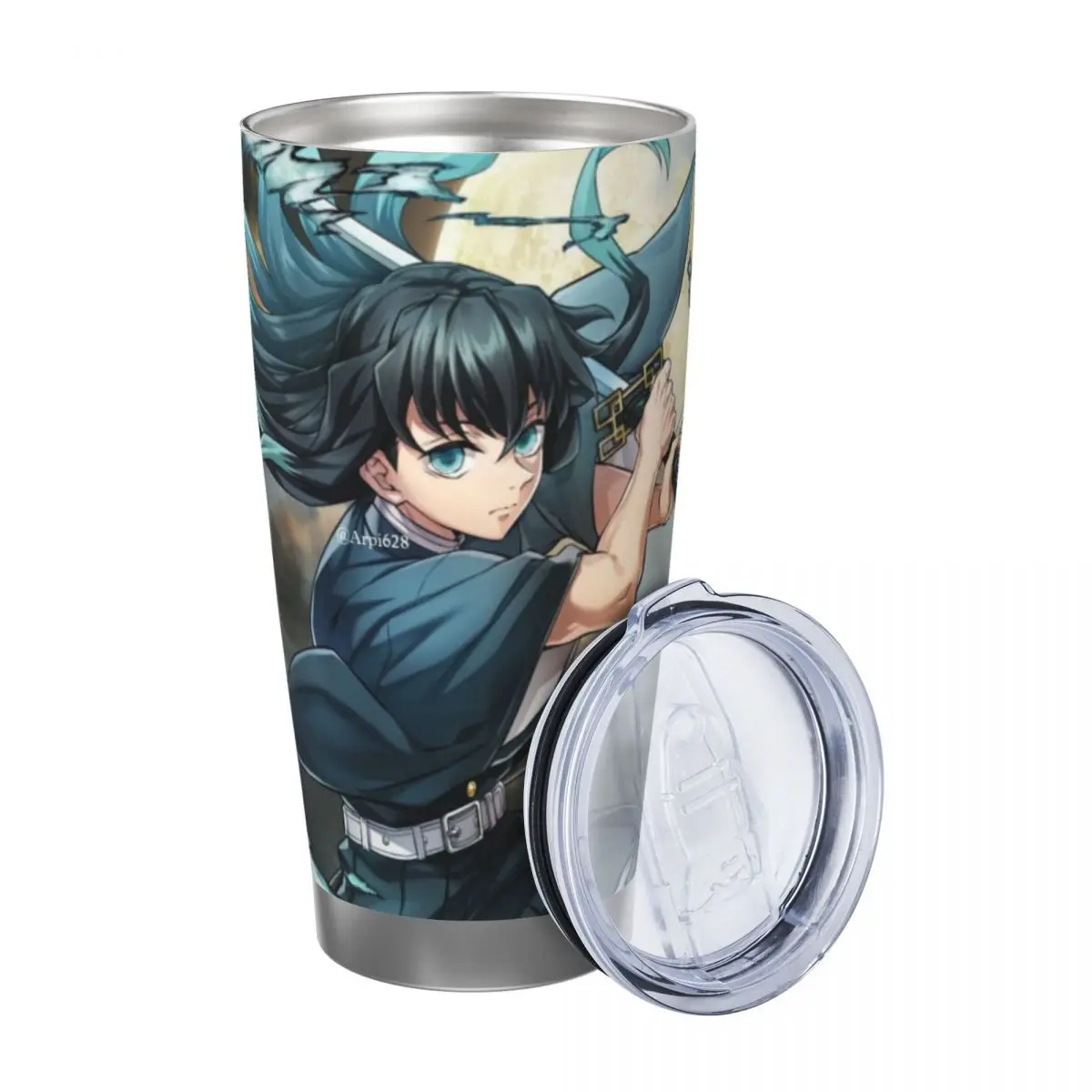 Muichiro Tokito Demon Slayer 20oz Stainless Steel Car Mug Straw Thermal Iced Travel Cup Vacuum Insulated Coffee Hot Cup