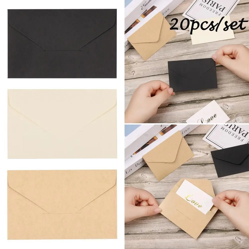 20 Pcs/Set Business Gift Mini Series Retro Stationery Paper Mailer Kraft Paper Business Card Storage Western Envelope