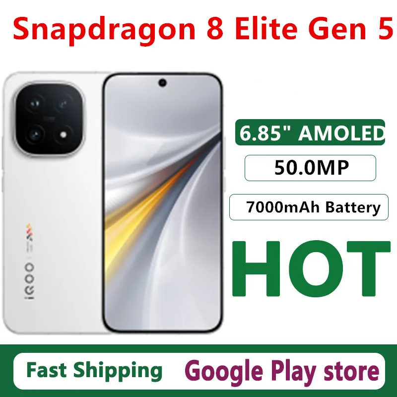 هاتف محمول Vivo Iqoo 15 الأصلي Snapdragon 8 Elite Gen 5 OTA 6.85 "AMOLED 50.0MP كاميرا 7000mAh 100W شحن IP69 مقاوم للماء
