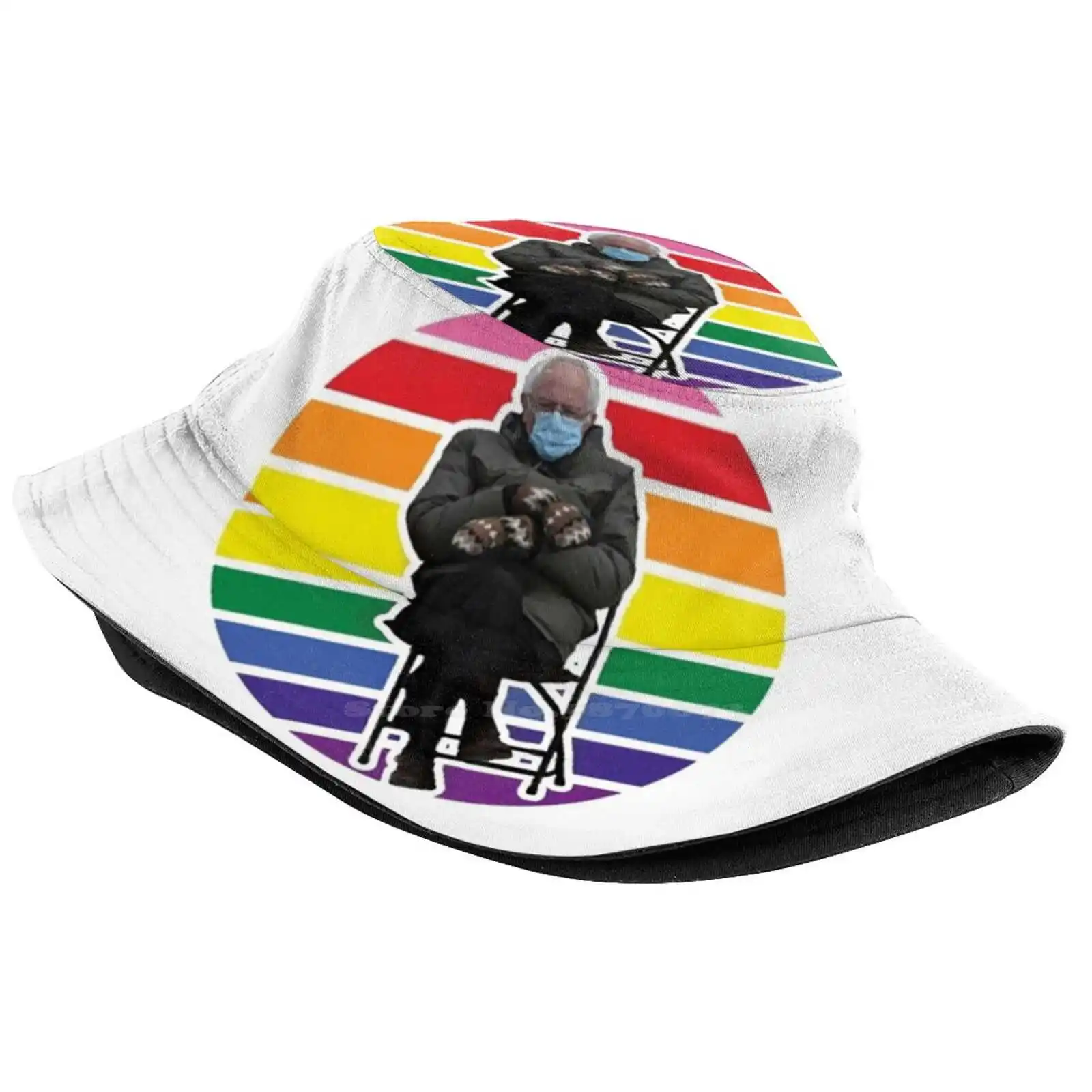 Flag Color Bernie Pattern Design Printed Travel Bucket Hats Funny Bernie Sanders Election Bernie Sanders Humor Funny Meme