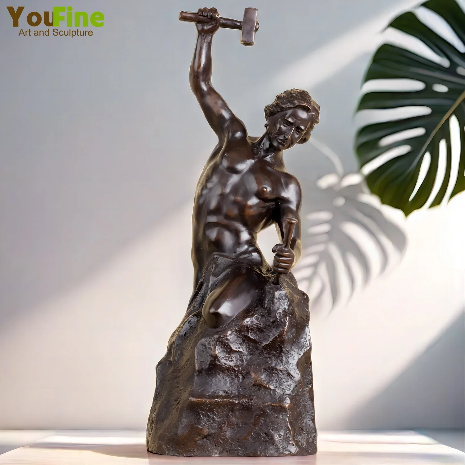 60cm Bronze Self Made Man Sculpture Casting Self Made Man Statues Famous Handmade Art Crafts For Home Decor Ornament Collections