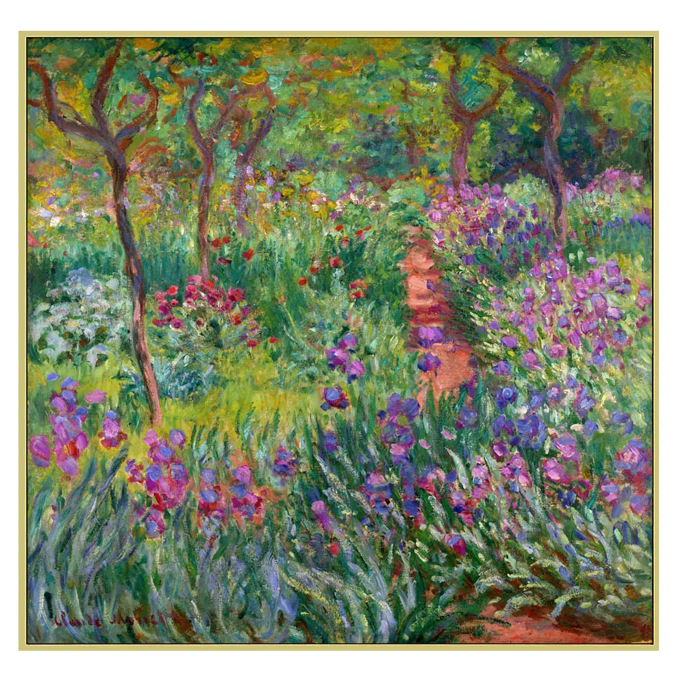 

Claude Monet famous painting replica,The Iris Garden at Giverny,Hand painted landscape oil painting on canvas,Picture for wall