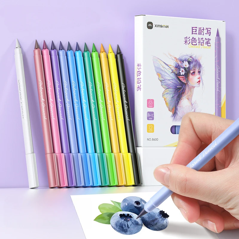 

Permanent Pencil 12 Color Erasable Color Lead Pencil Upright Posture Color Sketching Without Sharpening Student Drawing Pen