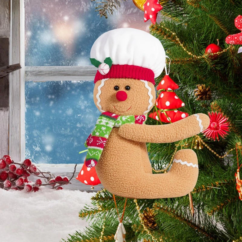 

Gingerbread Man Doll Ornaments Xmas Tree Toppers Curtain Buckle Wine Bottle Christmas Decoration for Home 2025 New Year Gifts