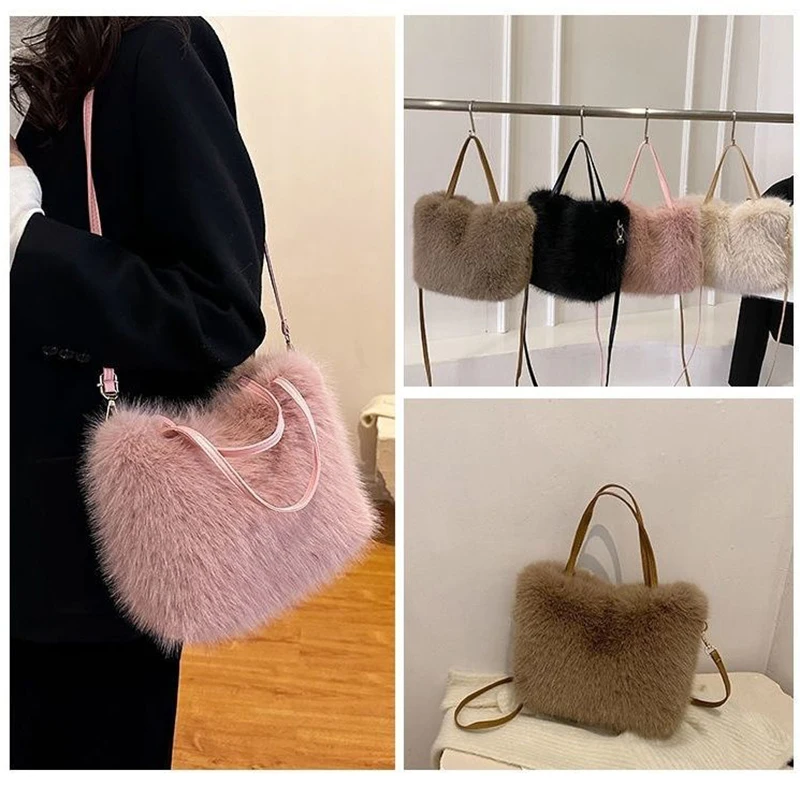 

Autumn and winter new fashion niche plush shoulder handbag small square bag senior chic crossbody bag armpit female Tote bags