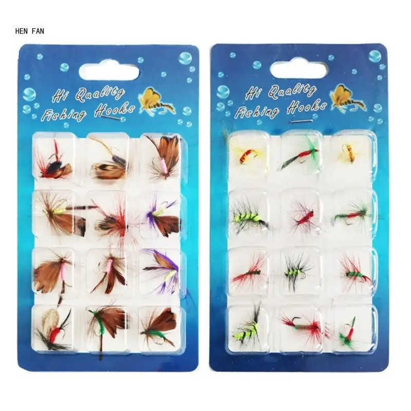 

Fly Fishing Insect Fly Fishing Lures Kits Dry/Wet Baits Fly Lures Hook for Fish Trout Fly Fishing with Sharpened Hook M89D