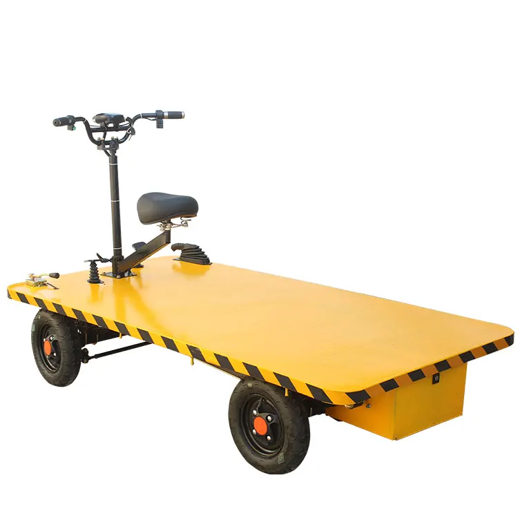 Electric Flatbed Truck 4-Wheel Hand Truck Forward/Reverse Ride-On Warehouse Construction Site Transport Heavy-Duty Cargo Cart