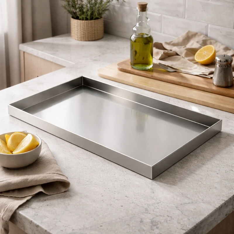 Stainless Steel Drip Tray Rectangular Drain Pan Large Oil Water Catch Tray for Kitchen Counter Pet Cage Bottom Liner Cleaning