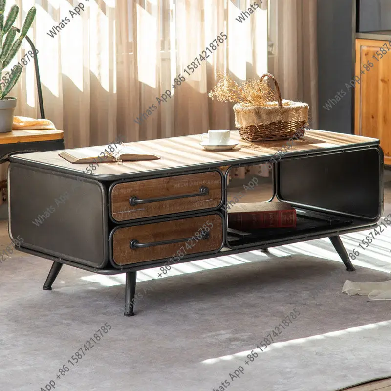 

American wine cabinet against the wall retro industrial wind cabinet multi-functional storage wrought iron dining side cabinet