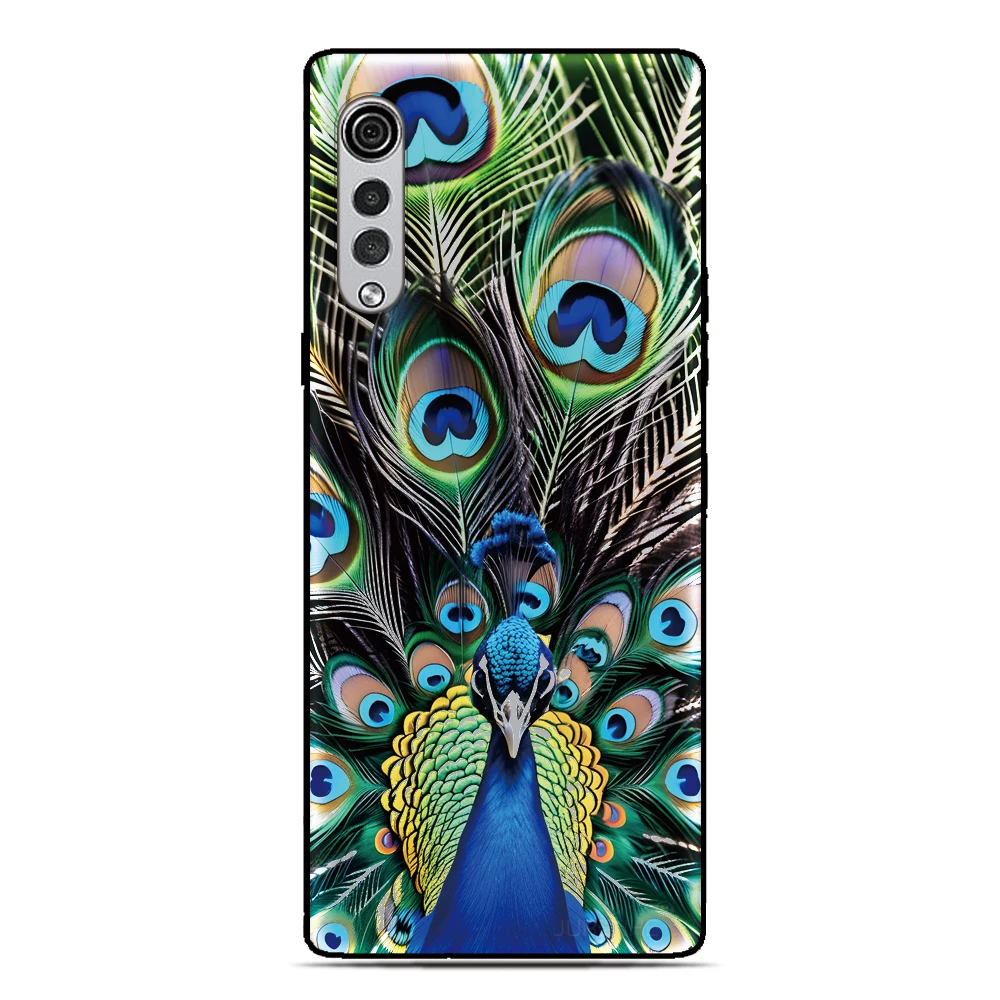 Funda trasera de plumas de pavo real para UMIDIGI G9 G9A G9C G9T Note 90 90C 90A G5 G6 G3 Power 5 5s 7 7s F1 A9 A11 A13 Pro Max