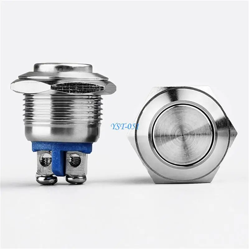 E15A 8Pcs 16mm Waterproof Car Metal Push Button Horn Momentary Switches Round Button Switches Replacement Horn Switches