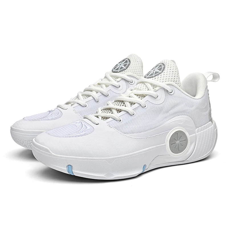 MenCreamColorBlockProfessionalBasketballShoes Breathable Mesh Shock Absorb Cushion Outsole Anti Slip Competition Sports Sneakers